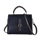 New Fall Collection- Genuine Leather Crossbody Bag with Shoulder Strap - Black