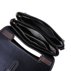 New Fall Collection- Genuine Leather Crossbody Bag with Shoulder Strap - Black