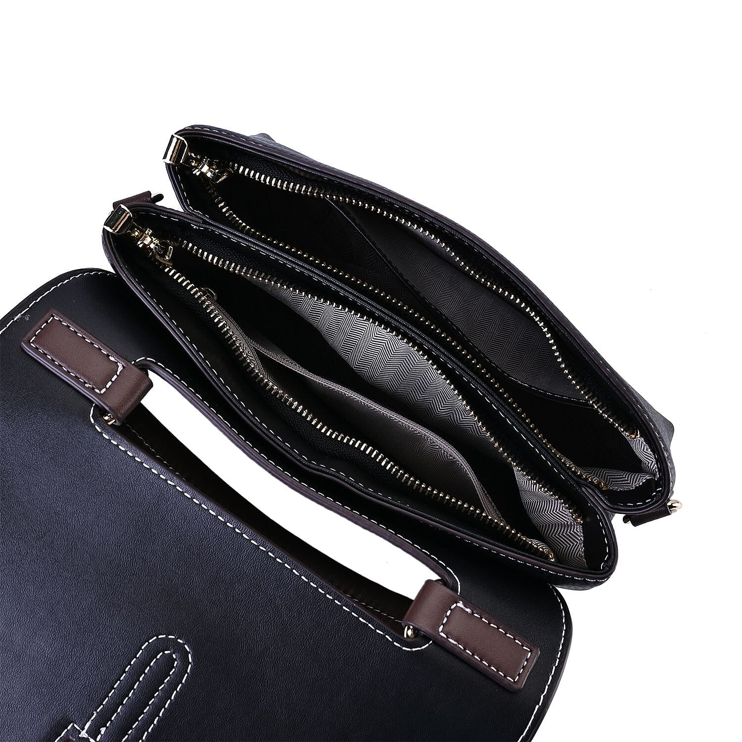 New Fall Collection- Genuine Leather Crossbody Bag with Shoulder Strap - Black 7590759 3