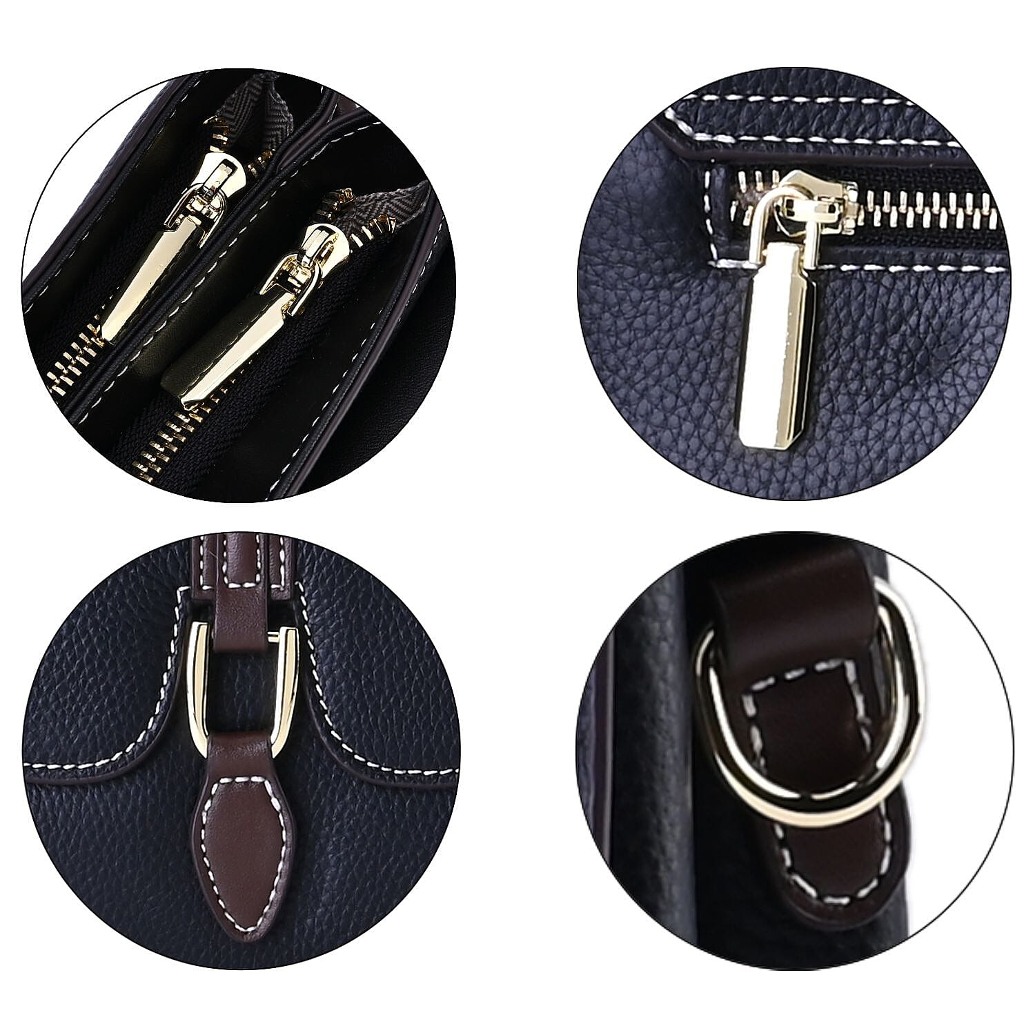 New Fall Collection- Genuine Leather Crossbody Bag with Shoulder Strap - Black 7590759 4