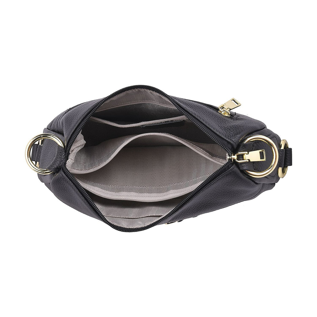 Genuine Leather Crossbody Bag with Detachable Strap - Black 7485030 3