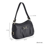 Genuine Leather Crossbody Bag with Detachable Strap - Black