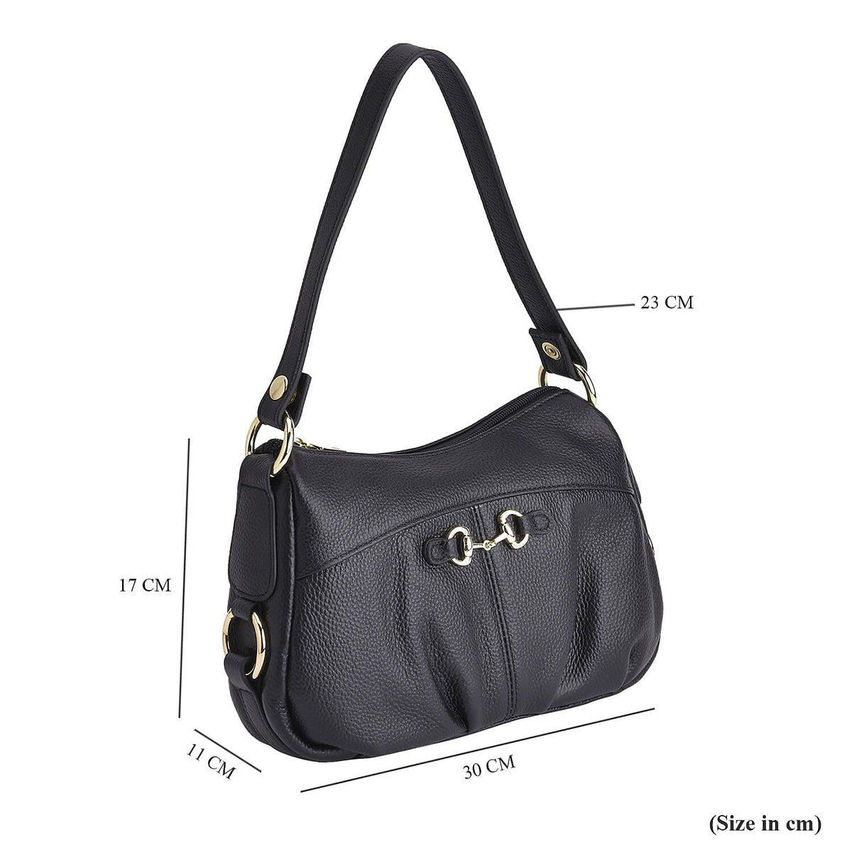 Genuine Leather Crossbody Bag with Detachable Strap - Black 7485030 5