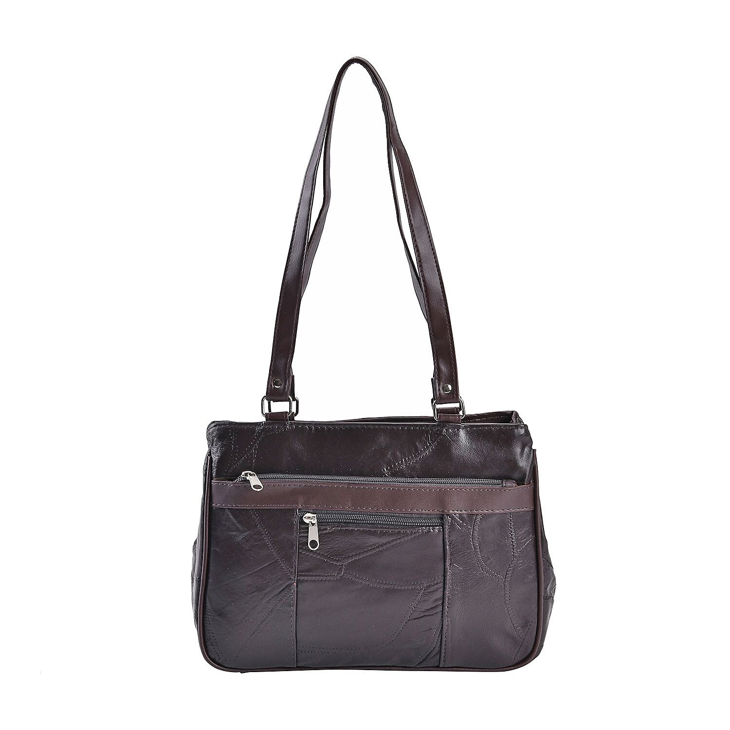One Time Closeout Deal - Genuine Leather Crossbody Bag - Brown 7638646 0