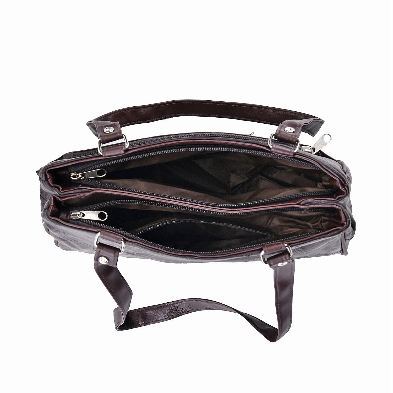 One Time Closeout Deal - Genuine Leather Crossbody Bag - Brown 7638646 3