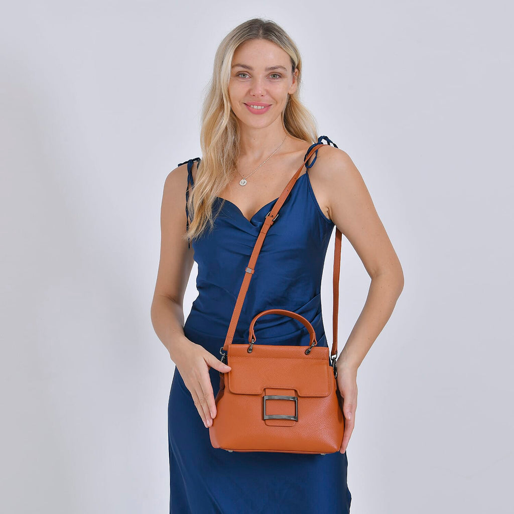 Genuine Leather Crossbody Bag (Size 25x11x22 cm) - Tan