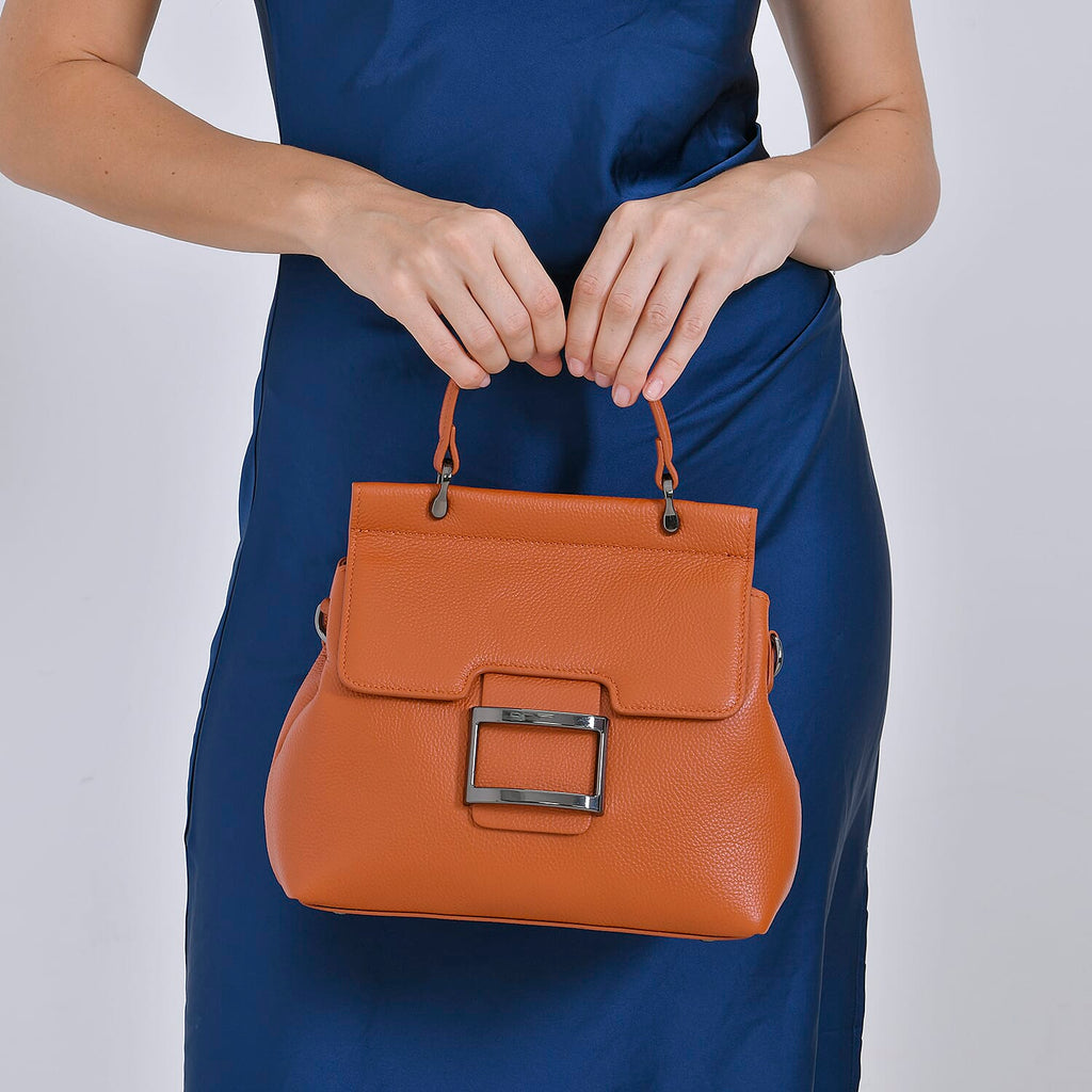 Genuine Leather Crossbody Bag (Size 25x11x22 cm) - Tan