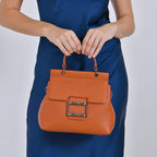 Genuine Leather Crossbody Bag (Size 25x11x22 cm) - Tan