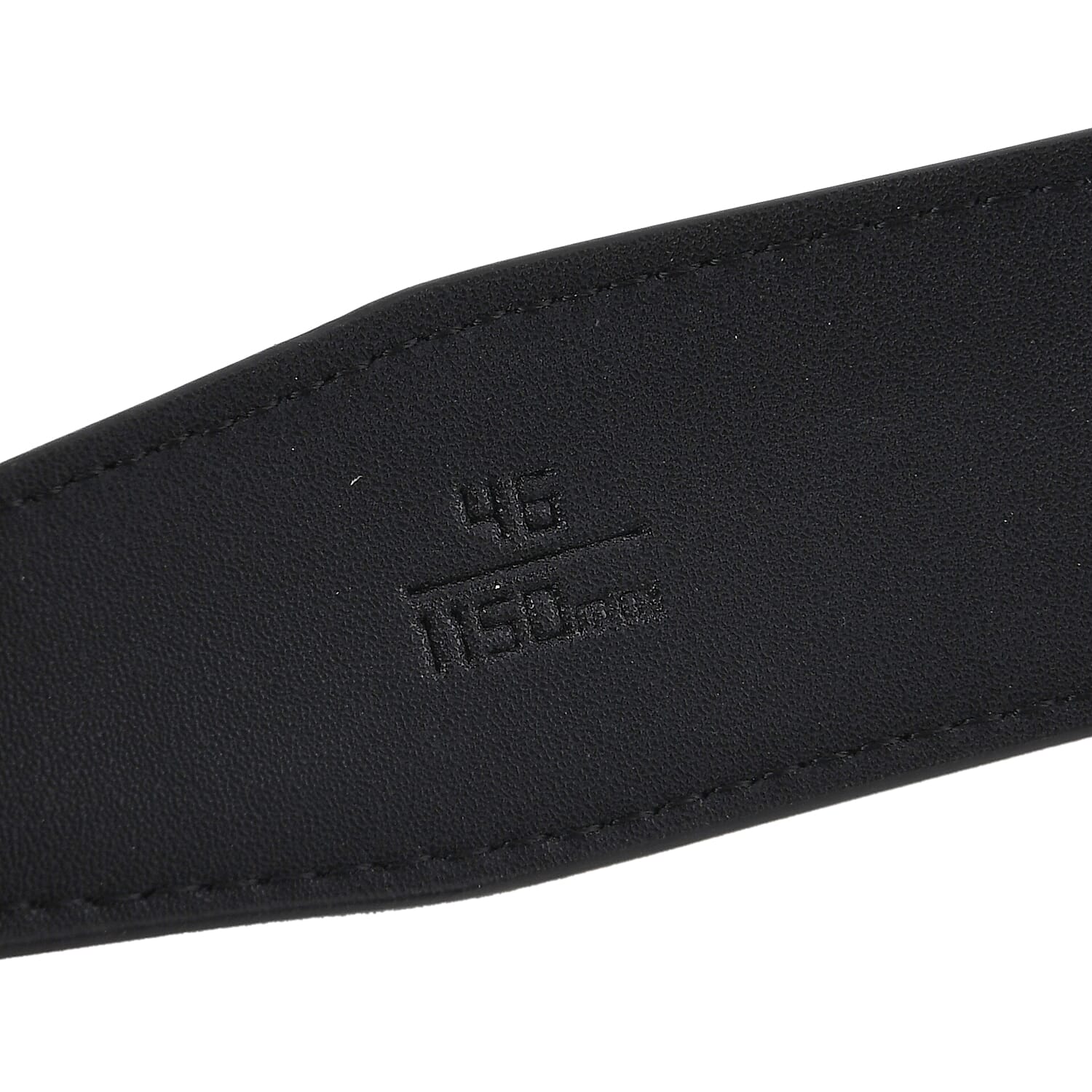 Genuine Leather Unisex Belt with Elegant Interlocking Geometric Buckle (115 CM, Medium) - Black 8426215 7