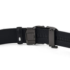 Genuine Leather Unisex Belt with Elegant Interlocking Geometric Buckle (130 CM, Large) - Black