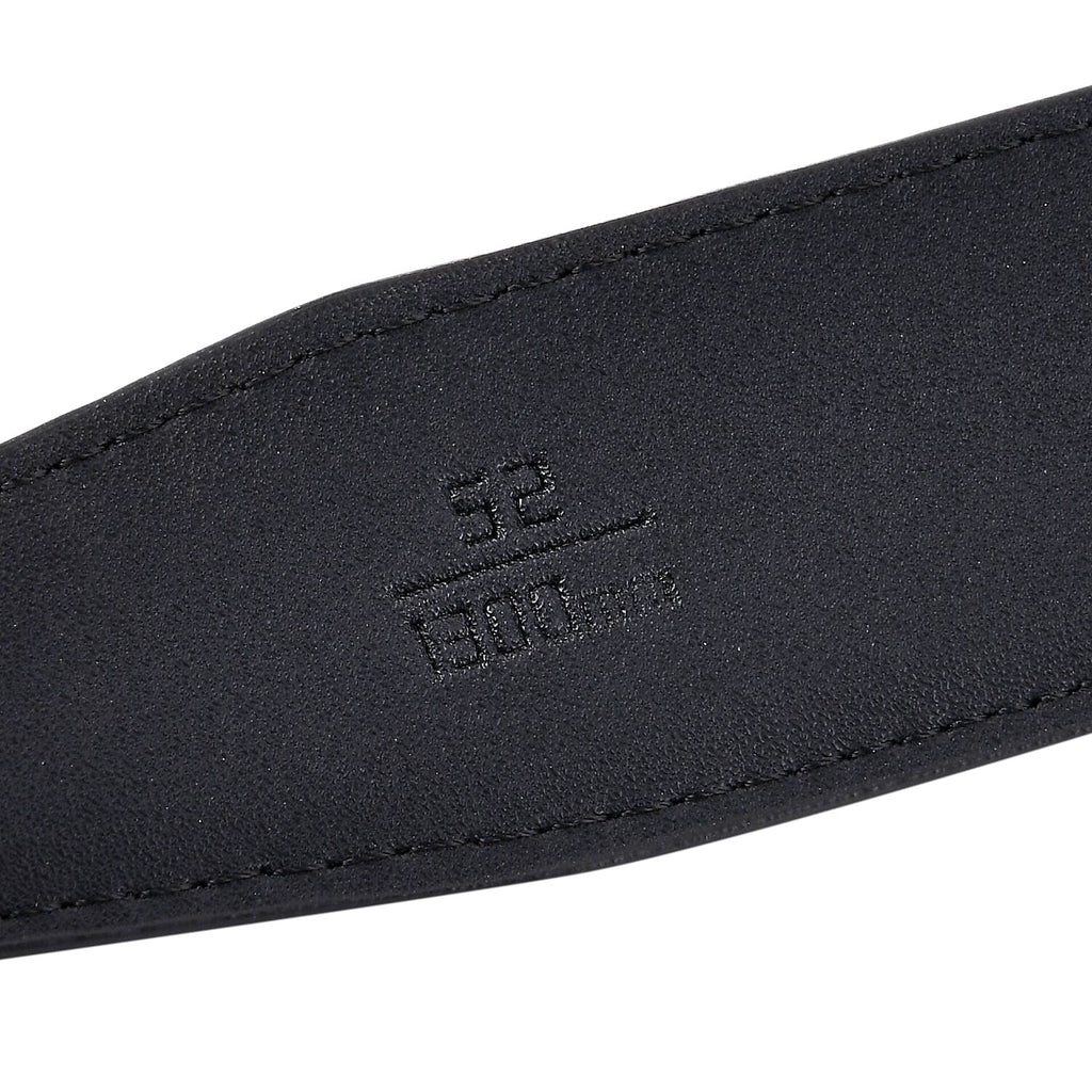 Genuine Leather Unisex Belt with Elegant Interlocking Geometric Buckle (130 CM, Large) - Black