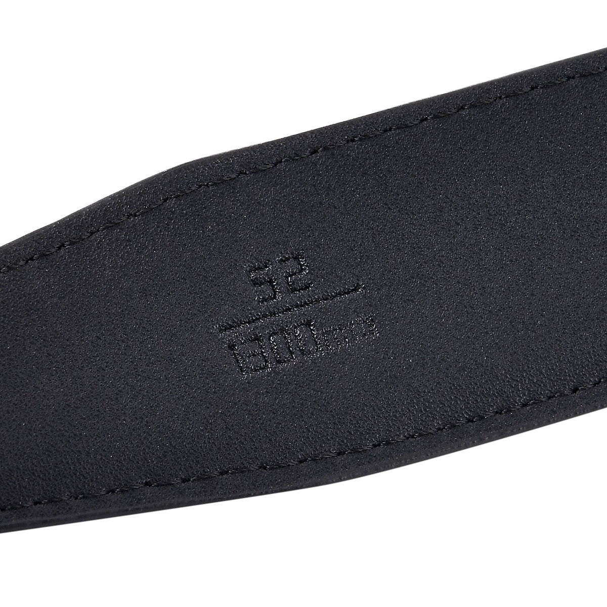 Genuine Leather Unisex Belt with Elegant Interlocking Geometric Buckle (130 CM, Large) - Black 8426216 7