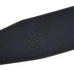 Genuine Leather Unisex Belt with Elegant Interlocking Geometric Buckle (130 CM, Large) - Black
