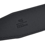 Genuine Leather Unisex Belt with Gold Interlocking Circular Buckle (115 CM, Medium) - Black
