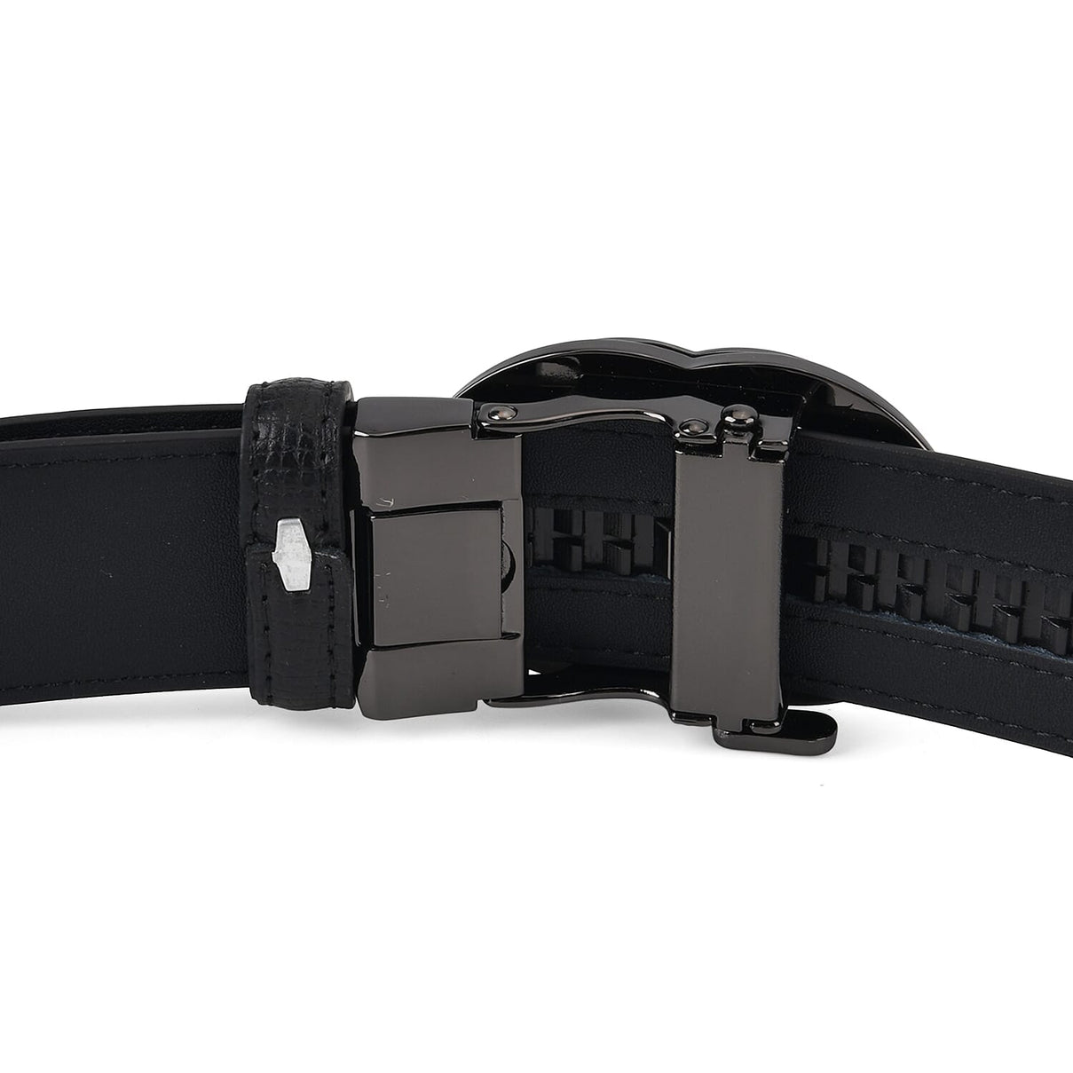 Genuine Leather Unisex Belt with Interlocking Circular Buckle (115 CM, Medium) - Black 8423048 6