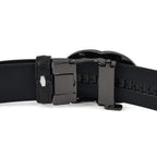 Genuine Leather Unisex Belt with Interlocking Circular Buckle (115 CM, Medium) - Black