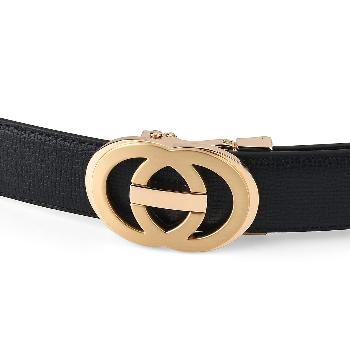 Genuine Leather Unisex Belt with Interlocking Circular Buckle (130 CM, Large) - Black 8423046 5