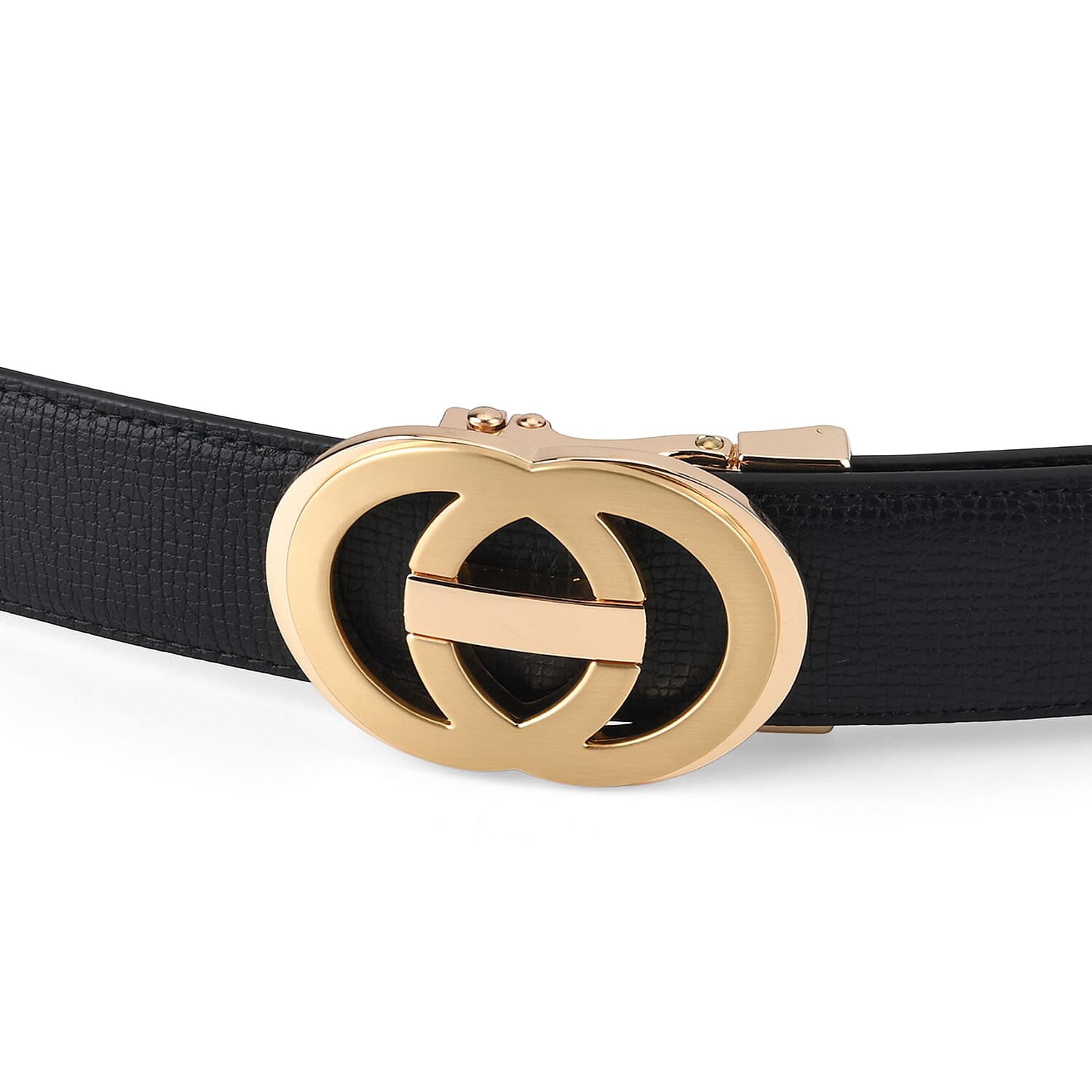 Genuine Leather Unisex Belt with Interlocking Circular Buckle (130 CM, Large) - Black 8423046 5