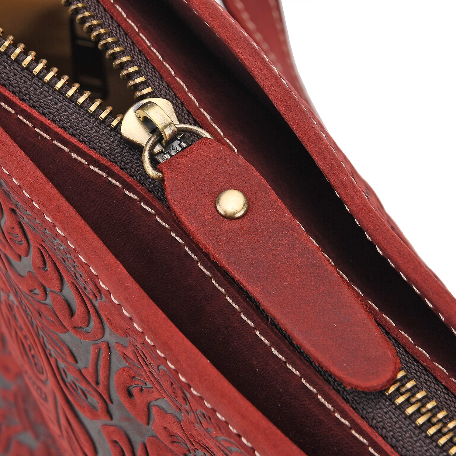 Genuine Leather Embossed Floral Tote Bag 7852660 7