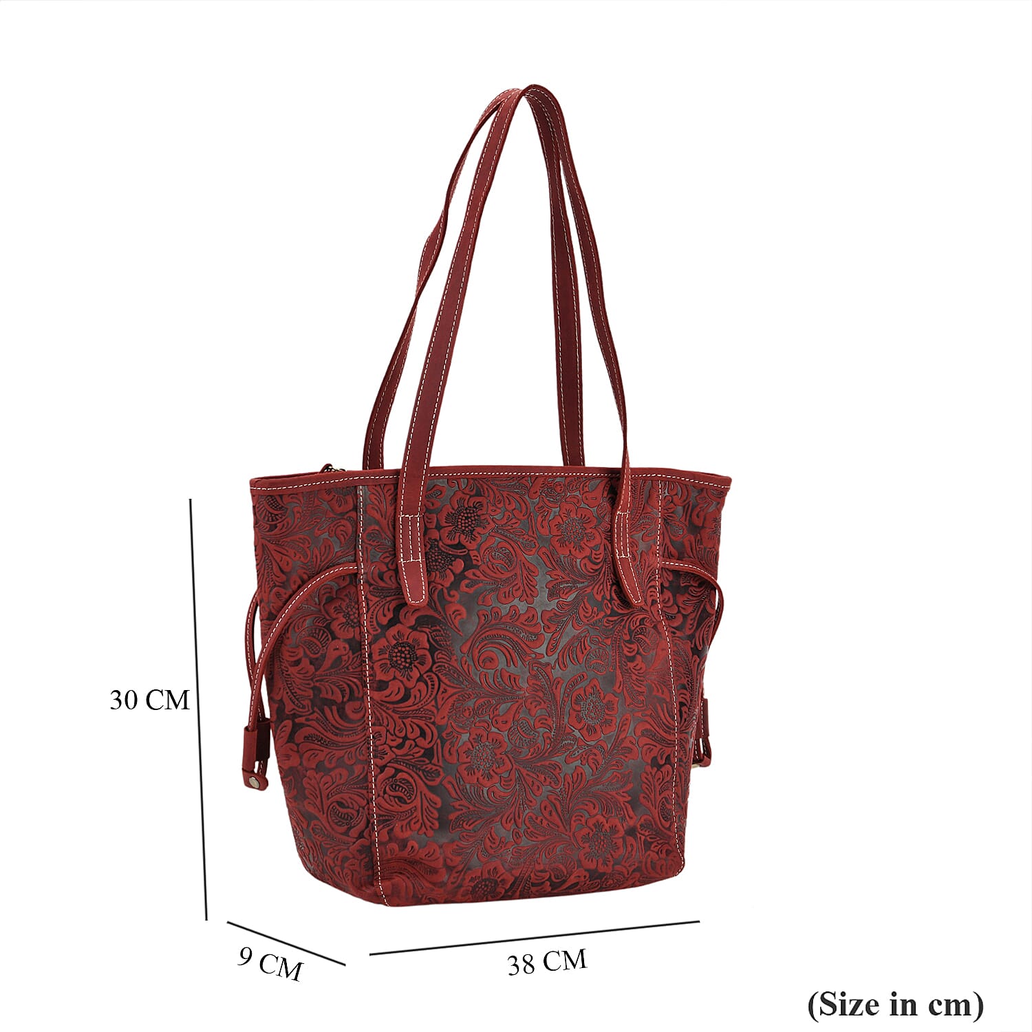 Genuine Leather Embossed Floral Tote Bag 7852660 9