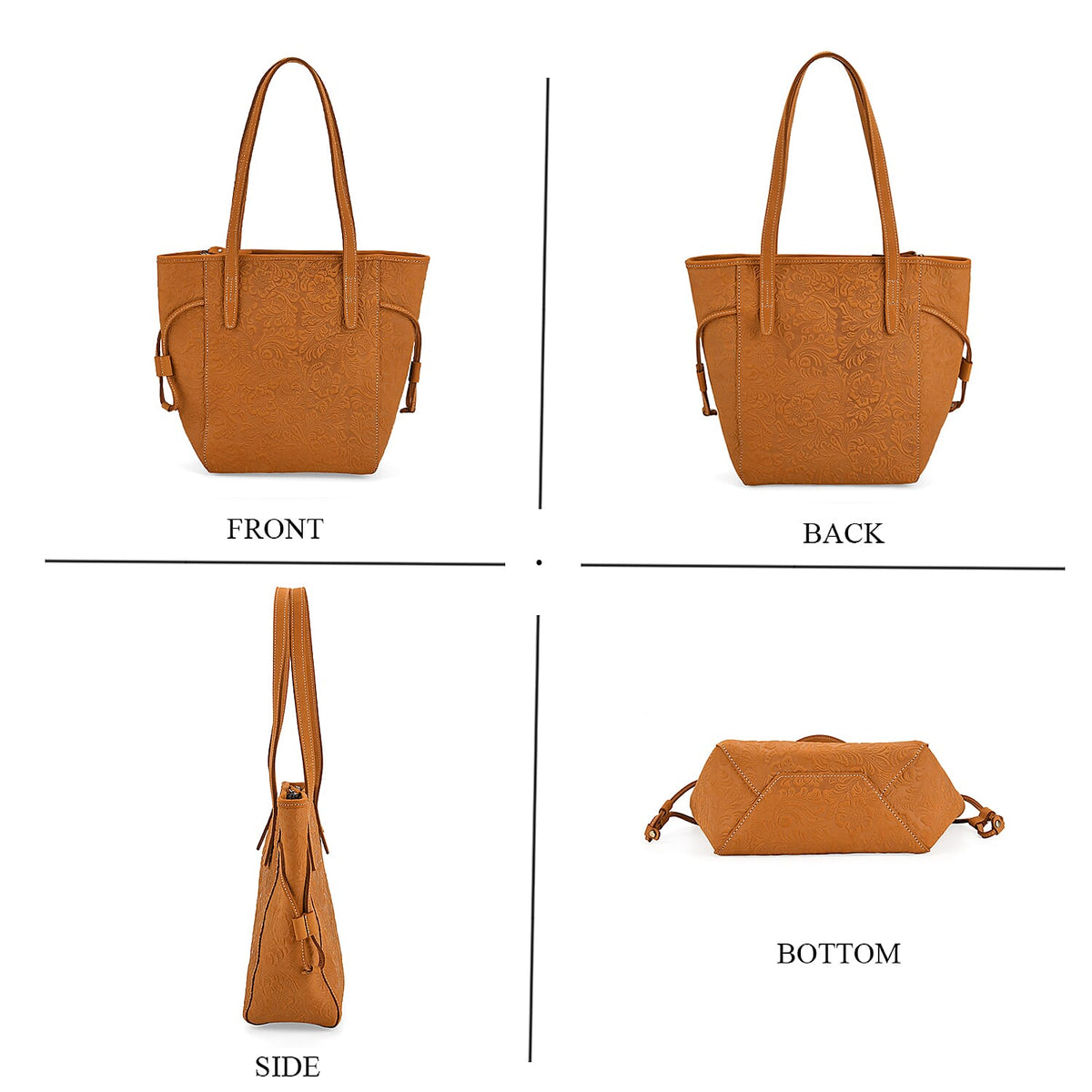 Genuine Leather Embossed Floral Tote Bag V32626277 5