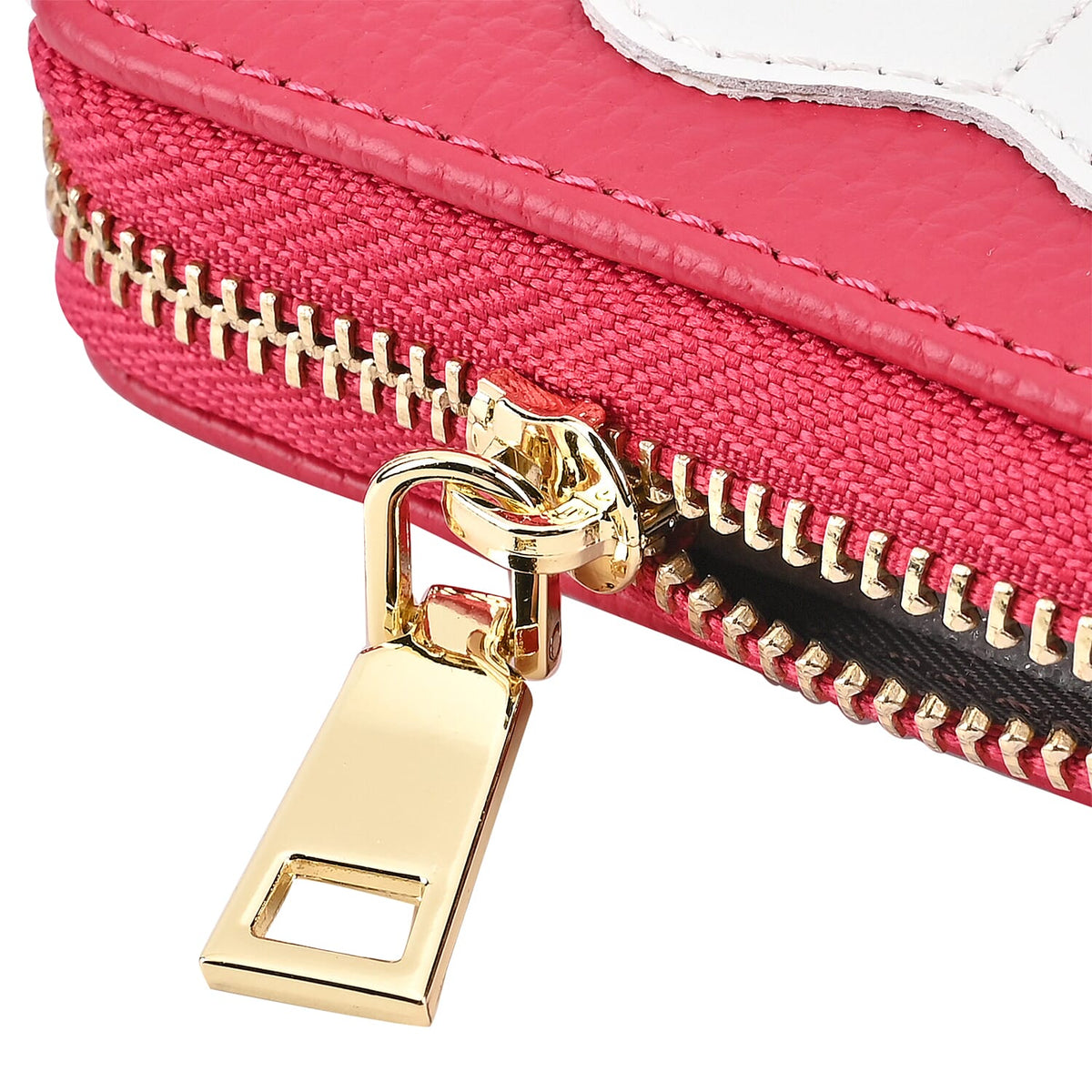 100% Genuine Leather Heart Print Card Wallet With RFID Protection - Fuchsia 7630979 6
