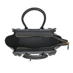 CLOSEOUT OFFER - DESIGNER INSPIRED 100% Genuine Leather Crossbody Bag with Handle Drop - Black - White
