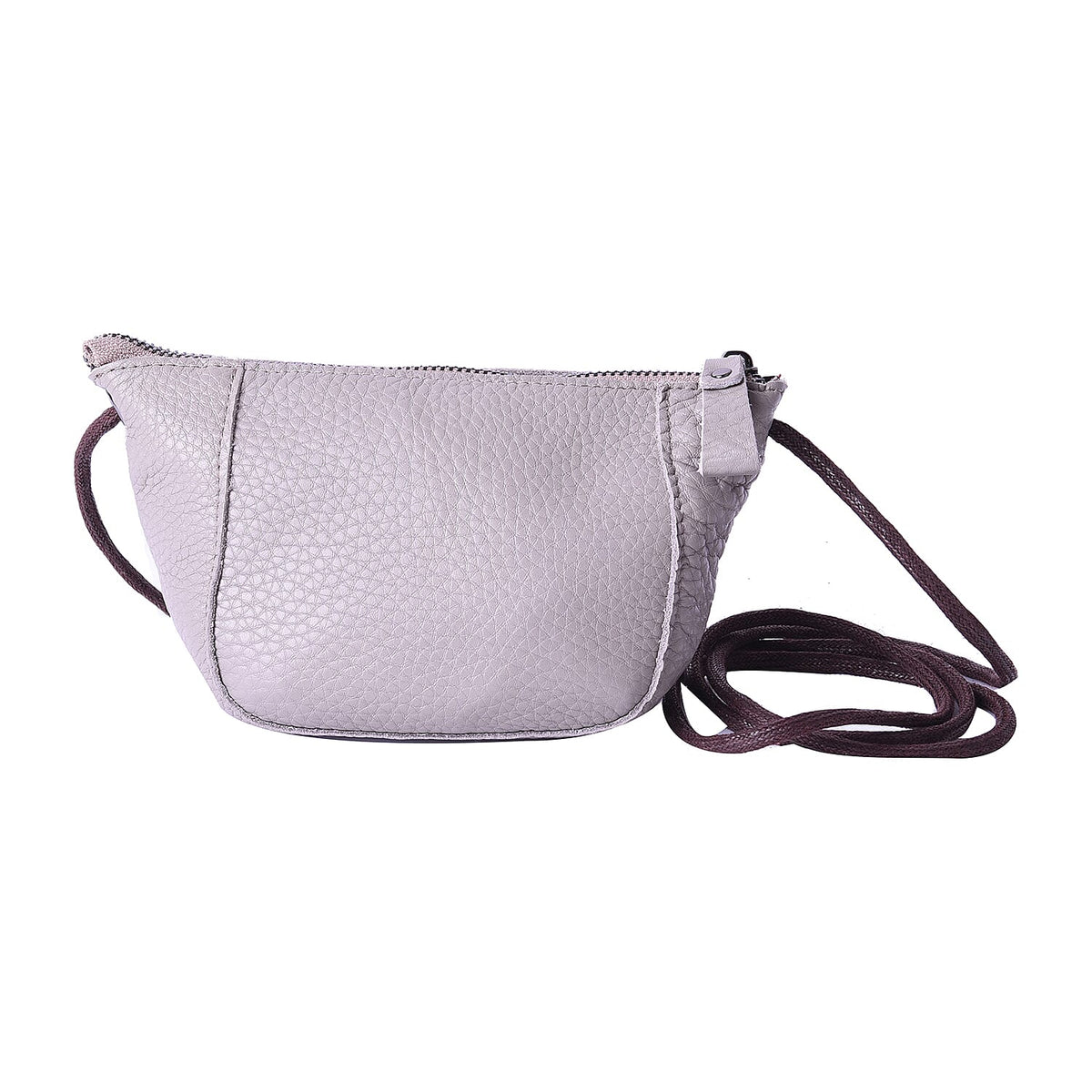 Genuine Leather Middle Size Crossbody Bag - Grey 6296733 0