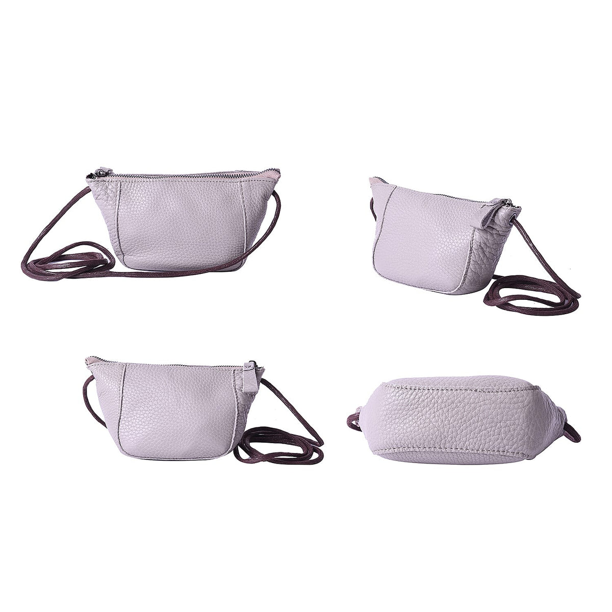 Genuine Leather Middle Size Crossbody Bag - Grey 6296733 3