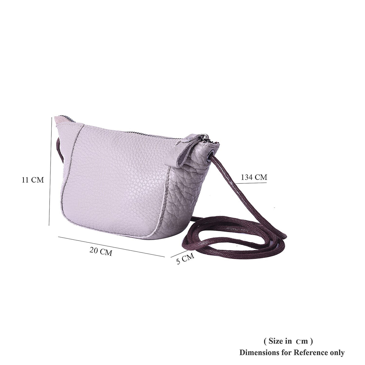 Genuine Leather Middle Size Crossbody Bag - Grey 6296733 5