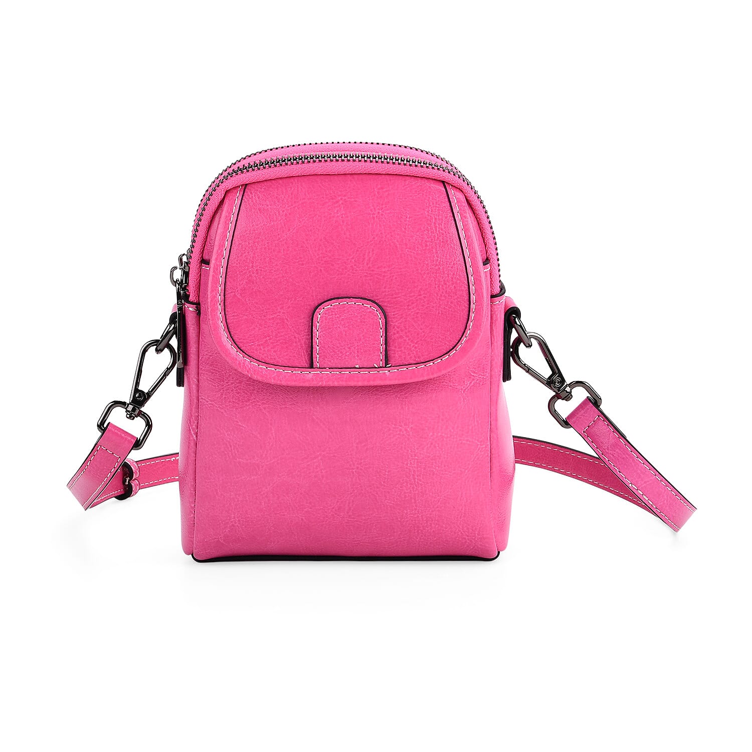 Genuine Leather Mini Messenger Crossbody Bag With Adjustable Strap - Rose Pink 8070548 0