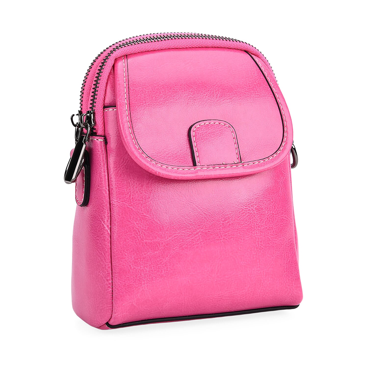 Genuine Leather Mini Messenger Crossbody Bag With Adjustable Strap - Rose Pink 8070548 6