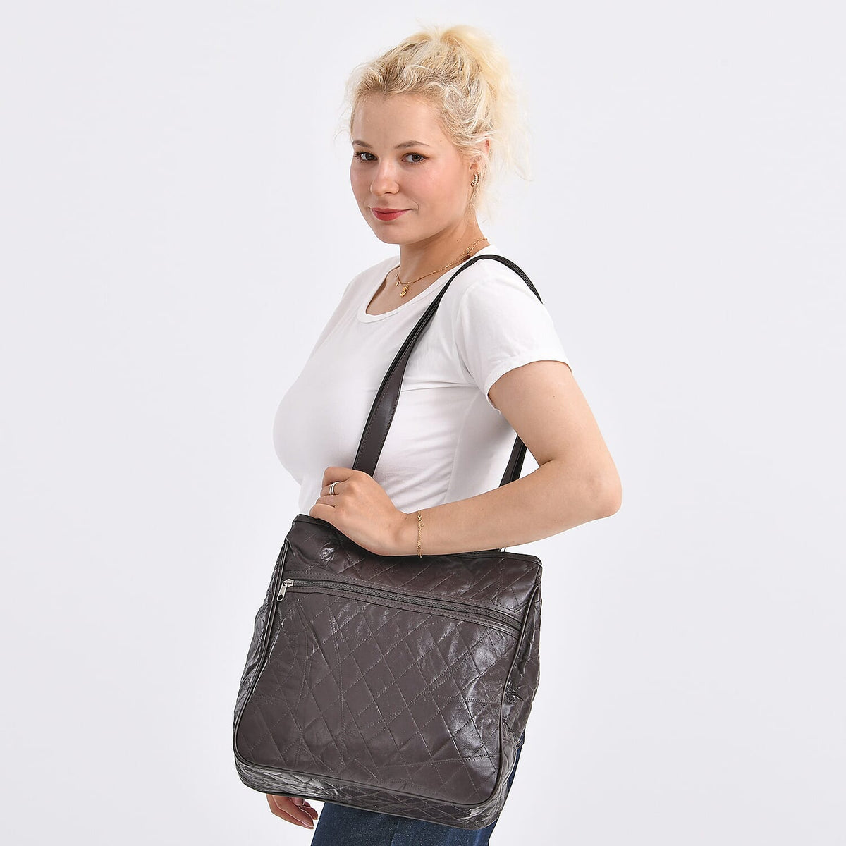 One Time CloseOut-Genuine Leather Tote Bag (Size 30x10x33 cm) - Brown 8099133 2