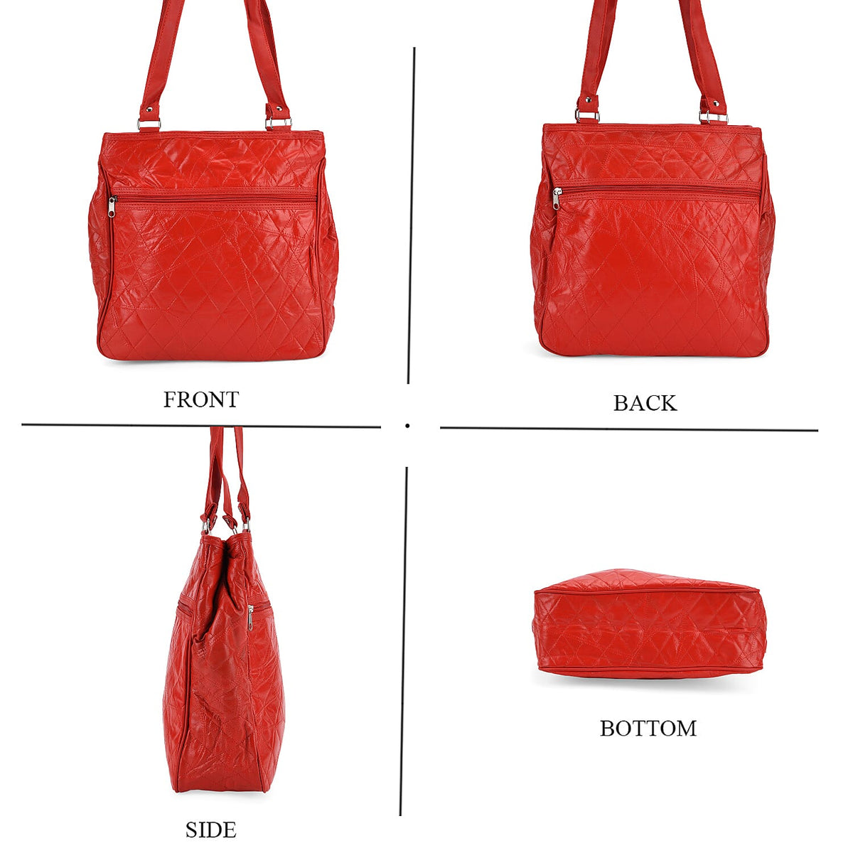 Genuine Leather Patchwork Tote Bag (Size 30x10x33 cm) - Red 8099131 4