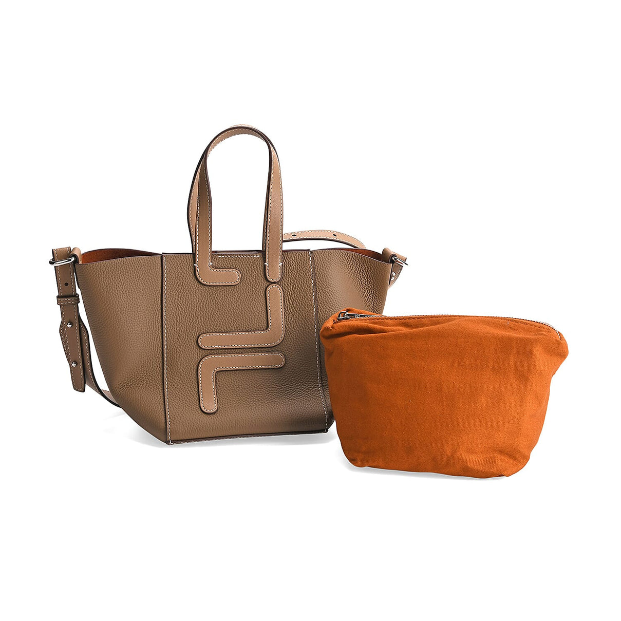 Set of 2 Genuine Leather Bucket Bag and Pouch 8162264 0
