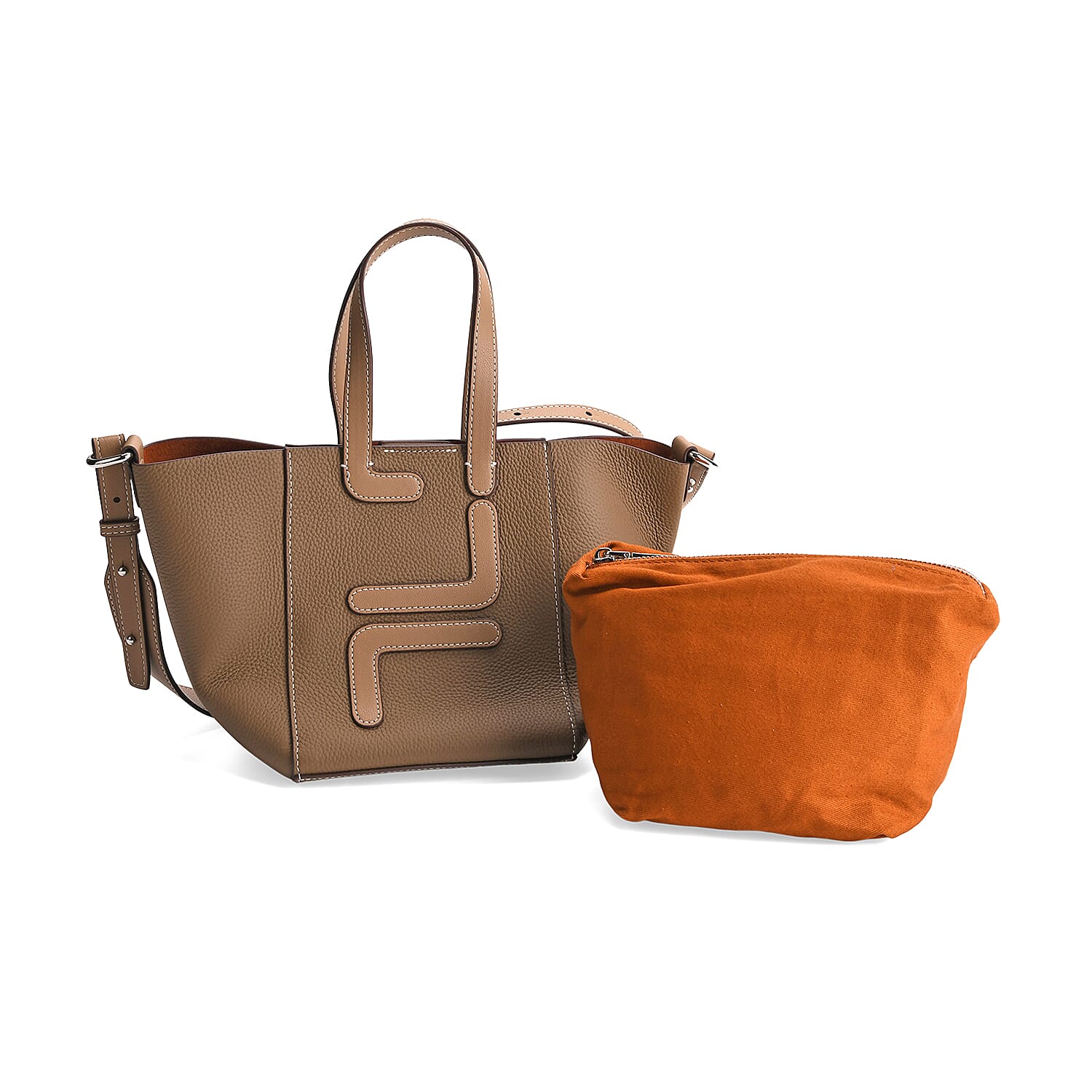 Set of 2 Genuine Leather Bucket Bag and Pouch 8162264 0