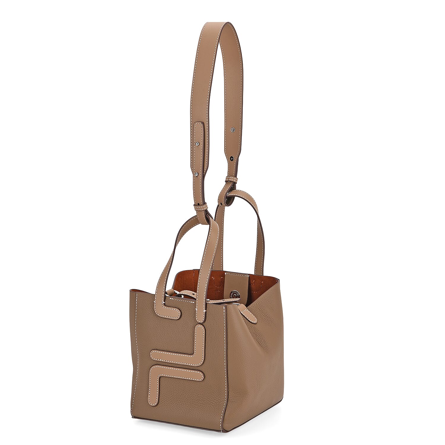 Set of 2 Genuine Leather Bucket Bag and Pouch 8162264 6