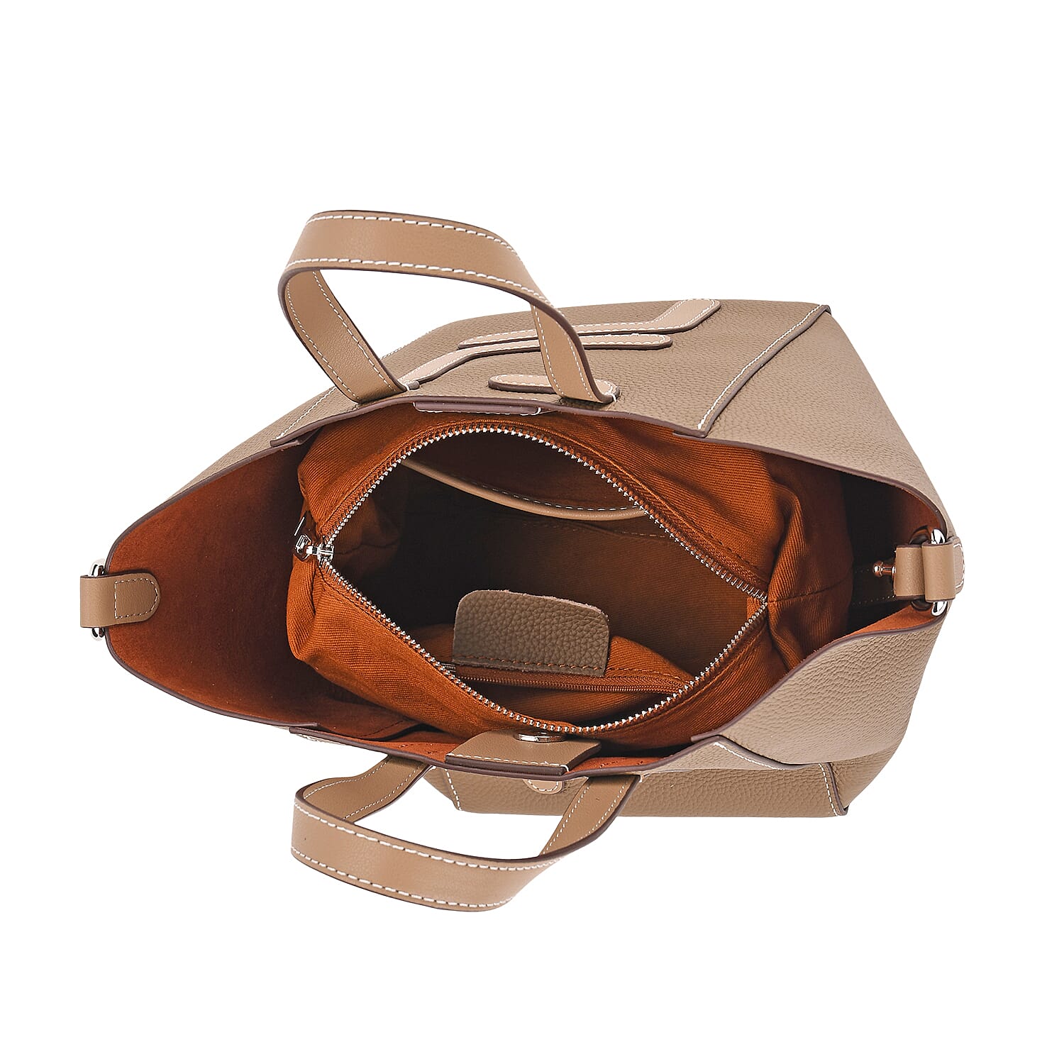 Set of 2 Genuine Leather Bucket Bag and Pouch 8162264 9