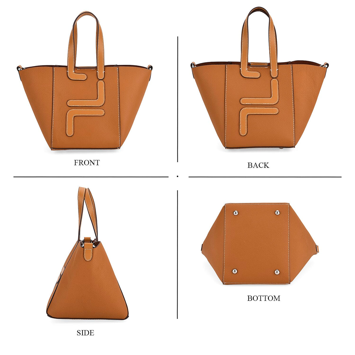 Set of 2 Genuine Leather Bucket Bag and Pouch V32520738 4