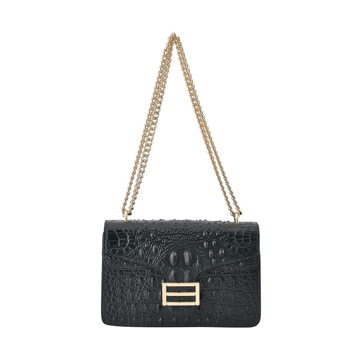 Boutique Closeout Deal - 100% Genuine Leather Crossbody Bag with Chain Strap - Green 7272497 0