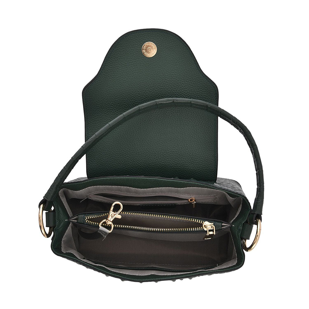 Hong Kong Closeout Deal - Genuine Leather Croc Embossed Convertible Bag with Detachable Long Strap - Green 7263539 5