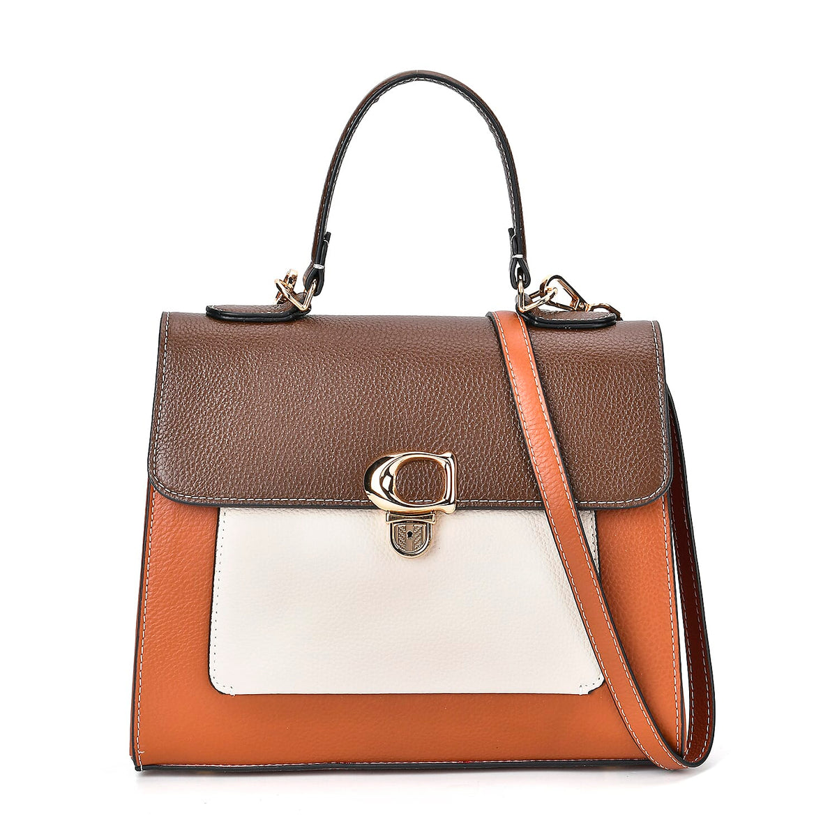 Genuine Leather Patterned Crossbody Bag with Detachable Strap 7733703 0