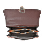 Genuine Leather Patterned Crossbody Bag (Size 27x11x22 cm) - Tan & White