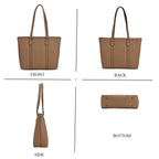 Genuine Leather Patterned Tote Bag (Size 38x12x27 cm) - Grey & Black