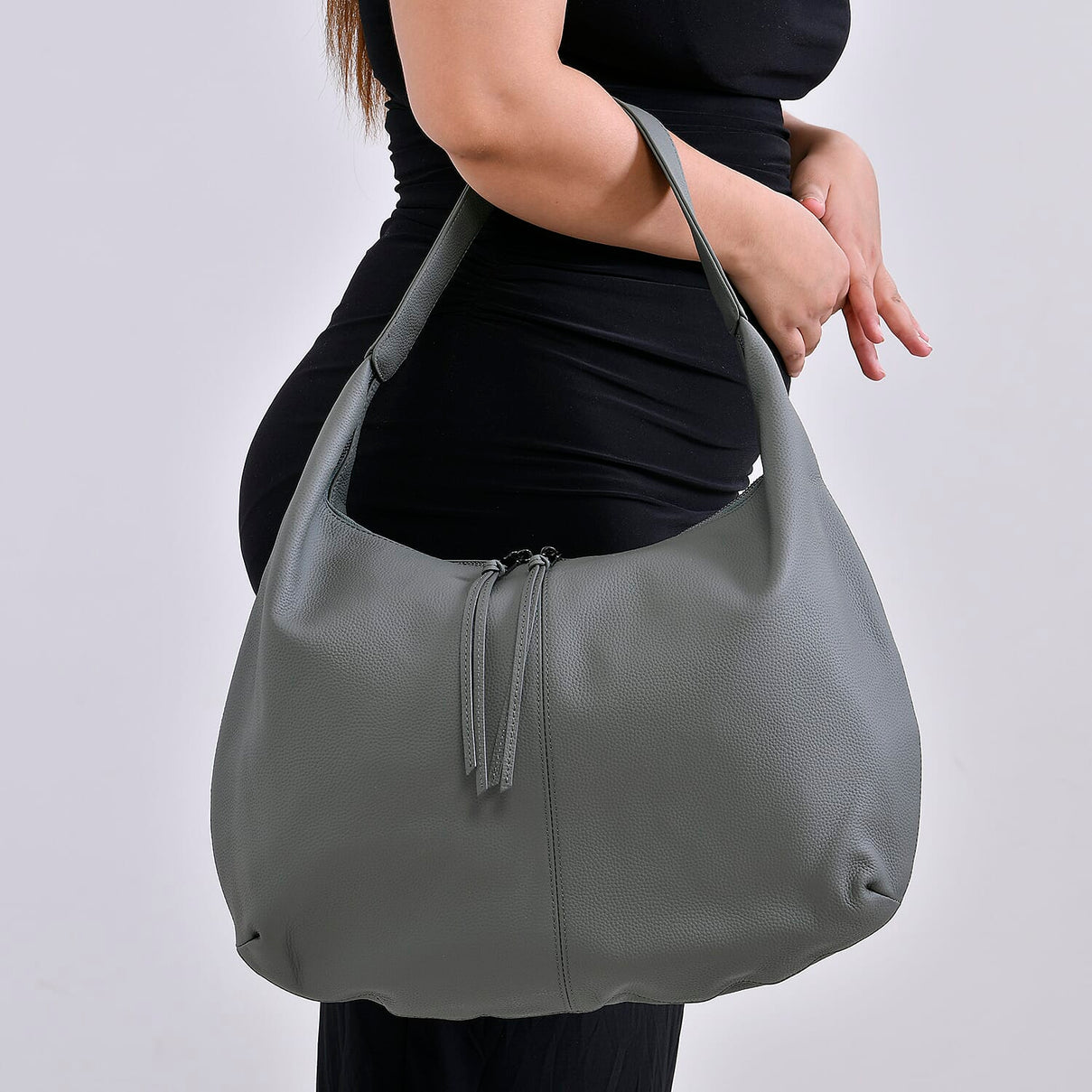 Genuine Leather Patterned Tote Bag - Green 7850845 3