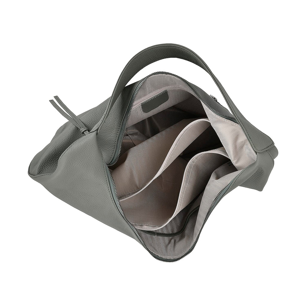 Designer Inspired Full Grain Genuine Leather Half Moon Slouch Bag - Sage