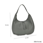 Designer Inspired Full Grain Genuine Leather Half Moon Slouch Bag - Sage