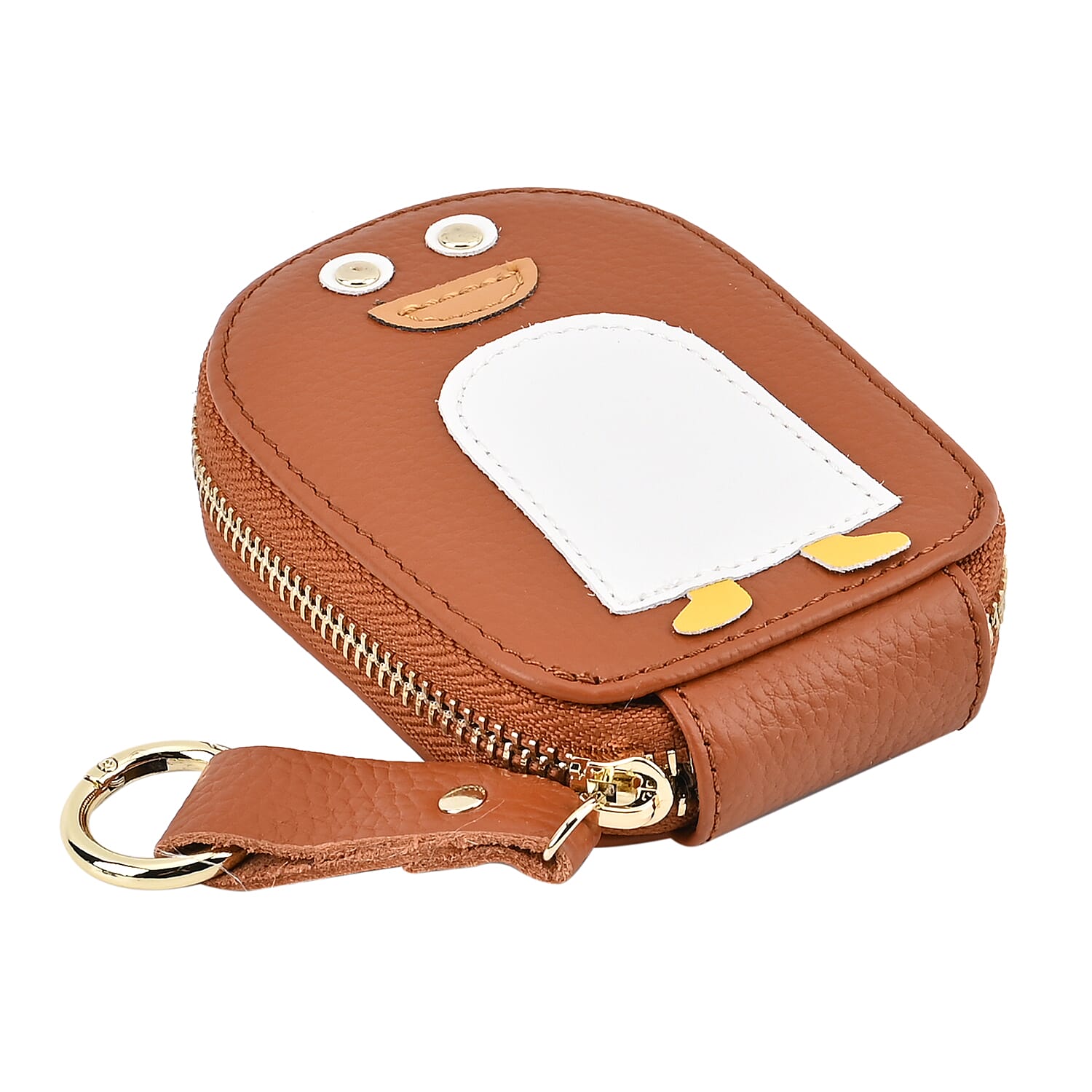 Genuine Leather Penguin Card Wallet with Keychain &amp; RFID Technology - Tan 7629692 3