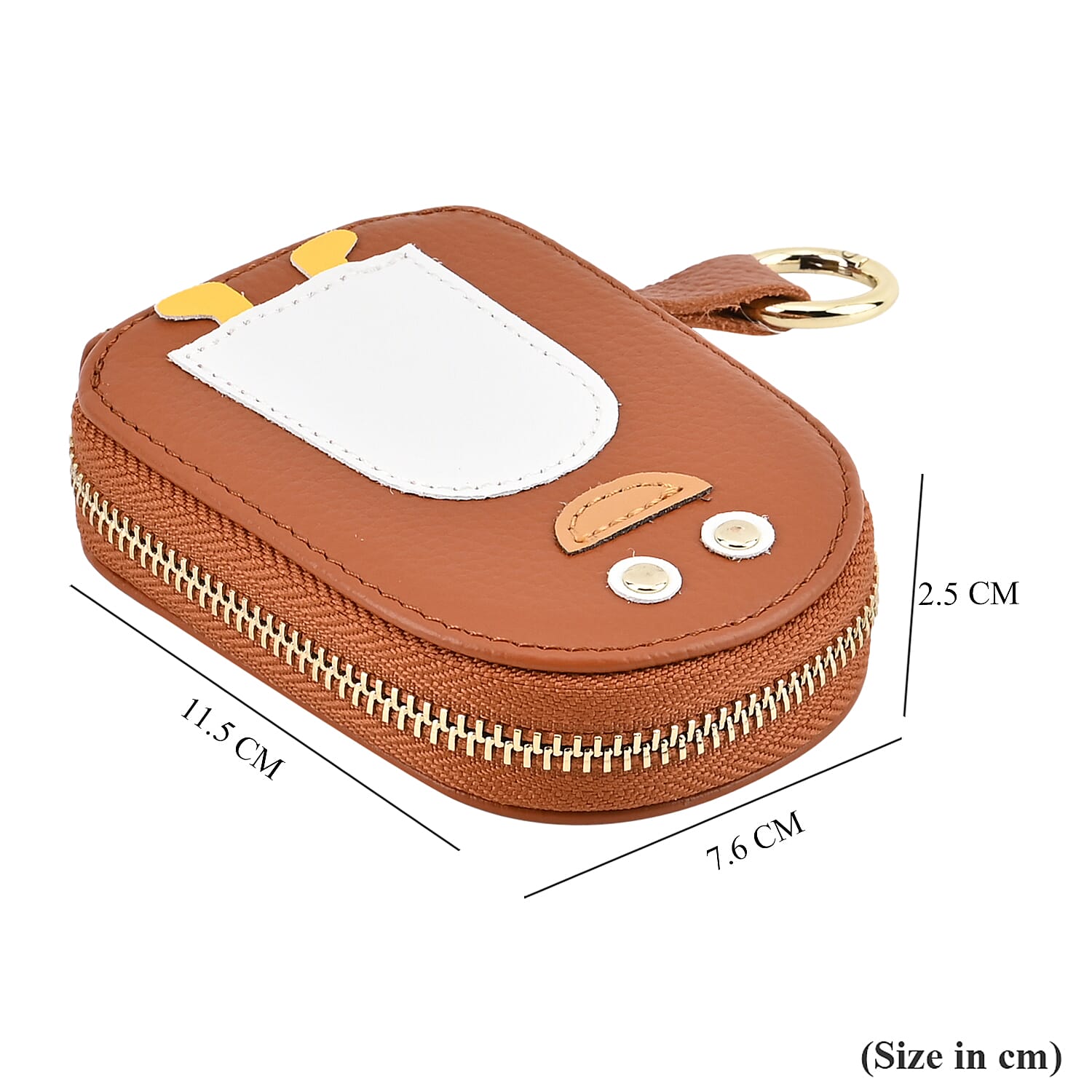 Genuine Leather Penguin Card Wallet with Keychain &amp; RFID Technology - Tan 7629692 7