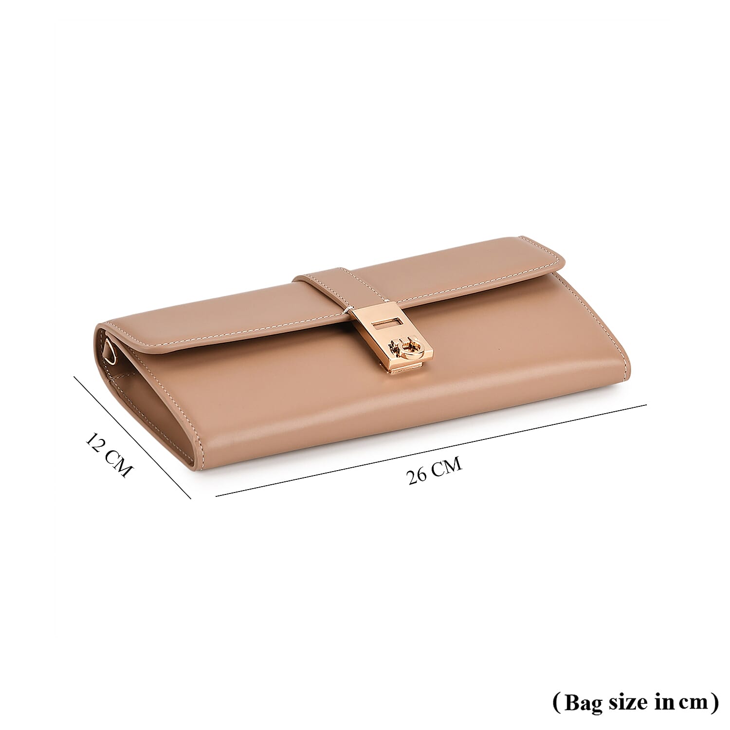 Genuine Leather RFID Blocking Travel Clutch with Chain Strap - Nude Brown V32528319 6